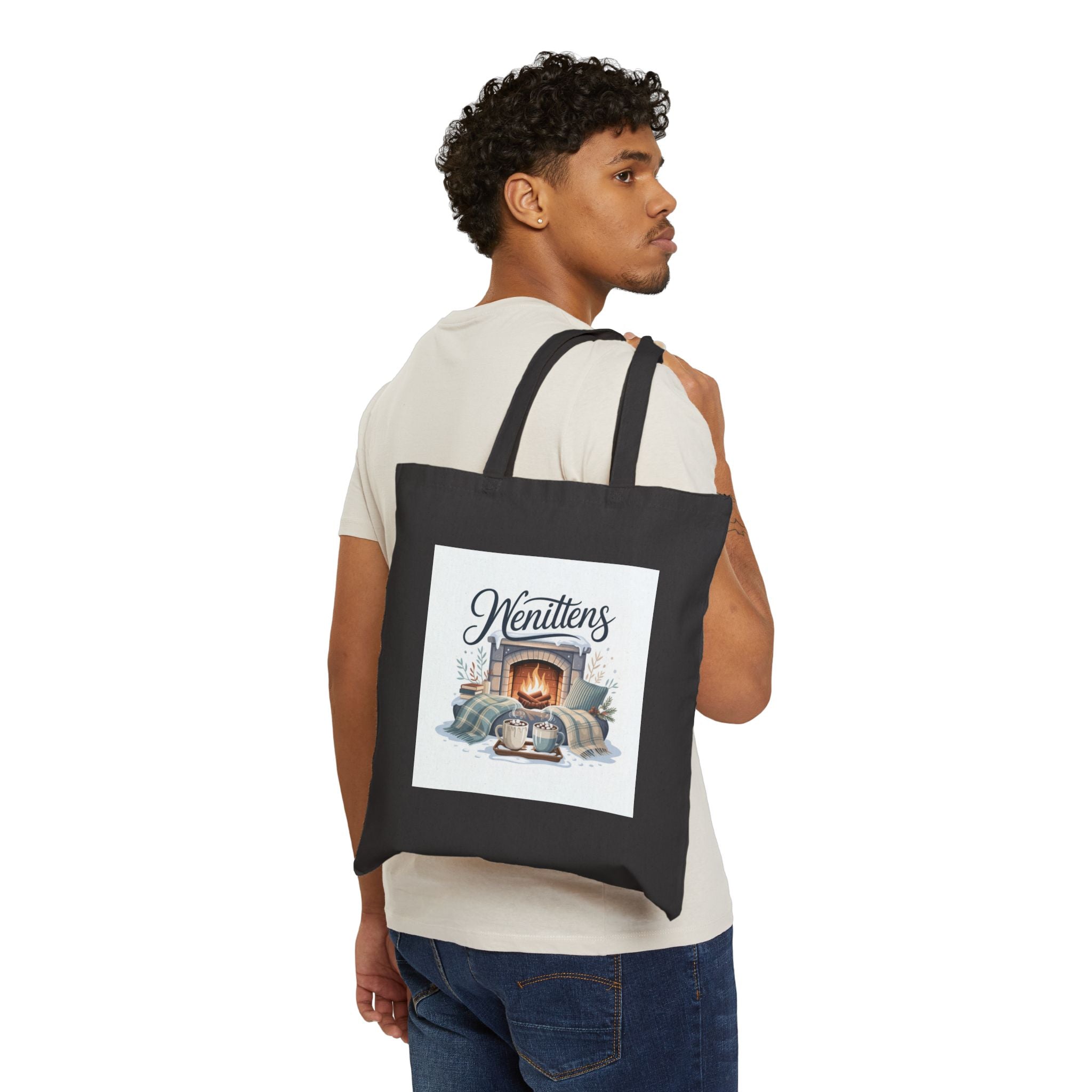 Warm Whiskers Cotton Tote Bag | Cozy Cat Lover Gift, Eco-Friendly Grocery Bag, Cute Pet Tote, Animal Lover Accessories, Fall Decoration