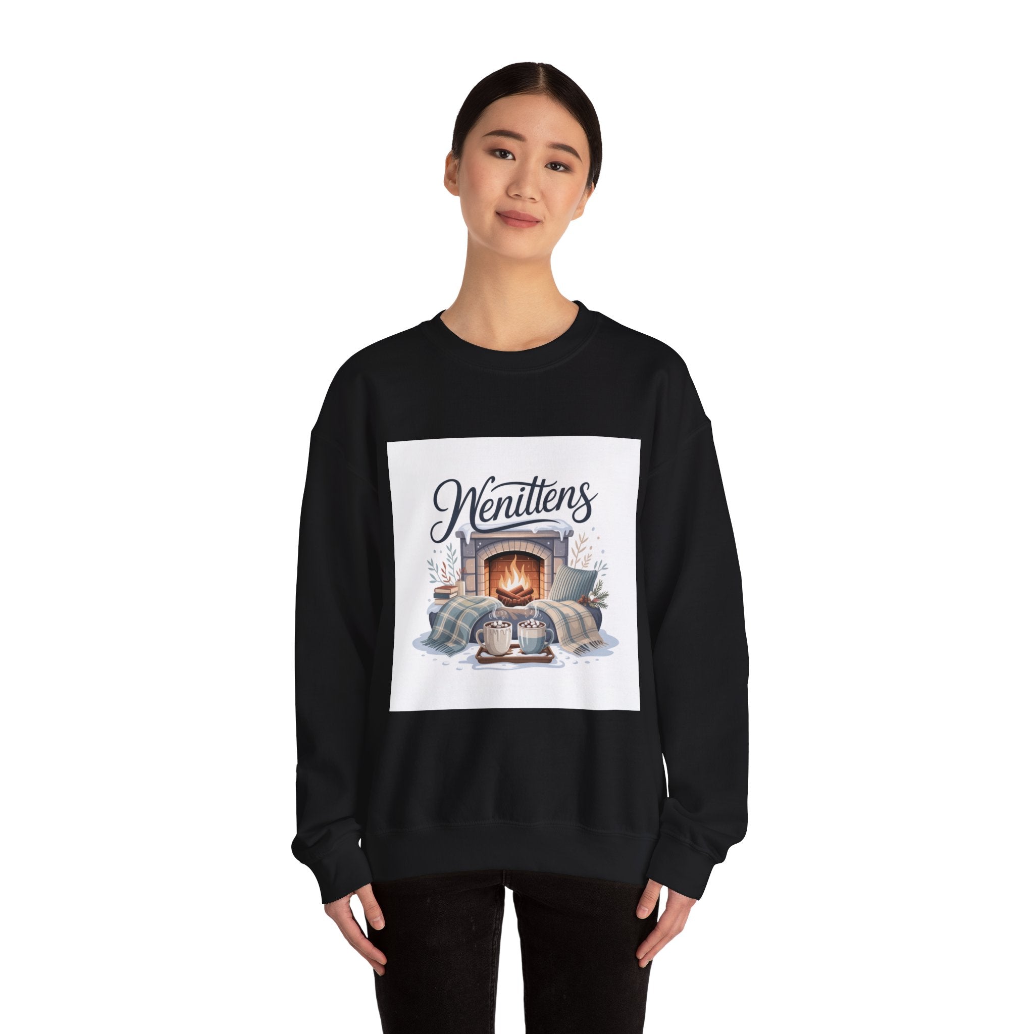 Cozy Winter Sweatshirt for Home, Unisex Fleece Pullover, Perfect Gift for Family Gatherings, Gift for Cat Lovers, Cozy Nights In